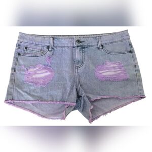 Blackheart Purple Denim High Rise Shorts Women's Size 13 Goth Emo Punk